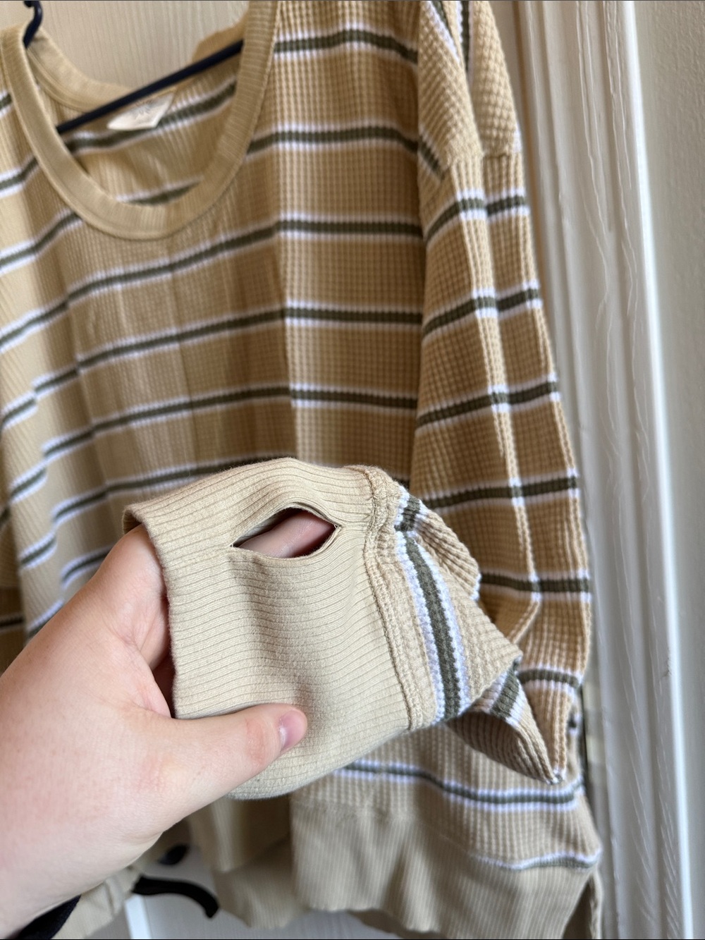 Offline by Aerie Striped Waffle Knit Pullover Sweater - Butter Yellow - Picture 4 of 6